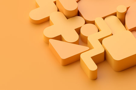 Abstract background design, composition with yellow geometric shapesの写真素材
