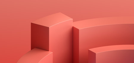 Abstract background design, red minimalist geometric compositionの写真素材