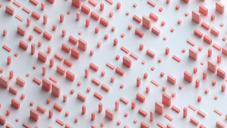 Abstract 3d render, red and white geometric background designの写真素材