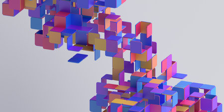 Abstract 3d render, colorful geometric background designの写真素材