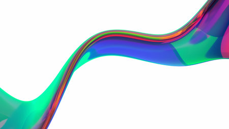 Abstract 3d render, colorful wavy line, background designの写真素材