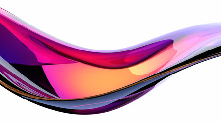 Abstract 3d render, iridescent wavy surface, background designの写真素材