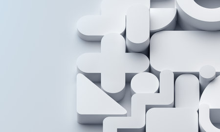 Abstract background design, white geometric composition, 3d renderの写真素材