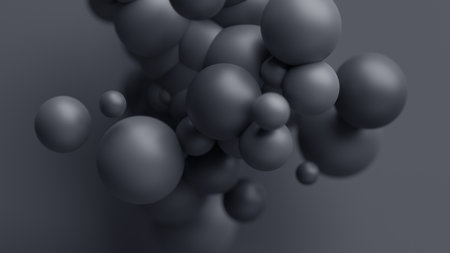 Abstract 3d background design with black spheresの写真素材