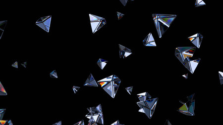 Dark background design, abstract glass shapes, 3d renderの写真素材