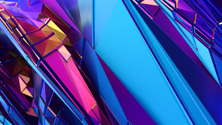 Abstract 3d render, iridescent background design, colorful illustrationの写真素材