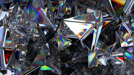 Dark background design, abstract glass shapes, 3d renderの写真素材