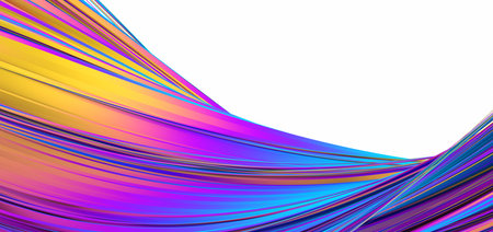 Abstract 3d render, iridescent background design with curved linesの写真素材