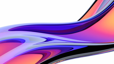 Abstract 3d render, iridescent wavy surface, background designの写真素材