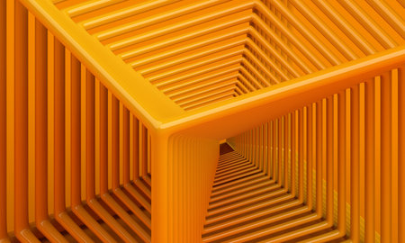 Abstract structure, yellow background design, 3d renderの写真素材