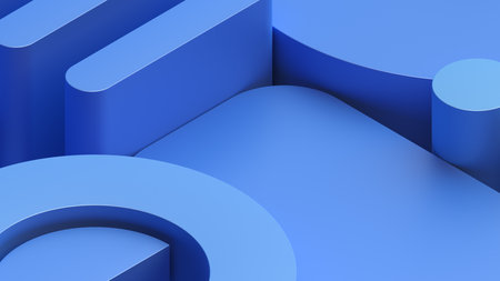 Abstract background design, blue geometric shapes, 3d renderの写真素材