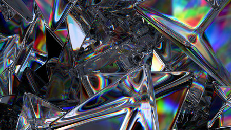 Dark background design, abstract glass shapes, 3d renderの写真素材