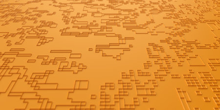 Abstract 3d render, high technology concept, yellow background design