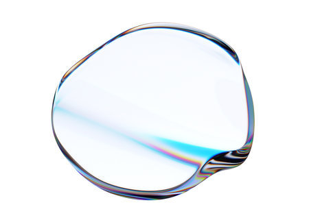 Abstract iridescent shape, wavy glass circle, 3d renderの写真素材