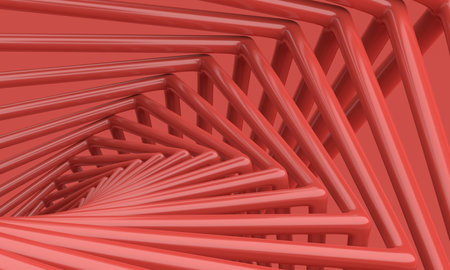 Abstract structure, red background design, 3d render