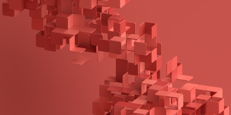 Abstract 3d render, red geometric background designの写真素材