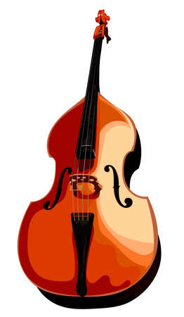 classical musical instruments. Brown contrabass vector.のイラスト素材