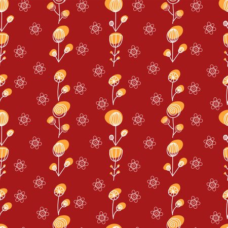 A set of seamless backgrounds with doodle flowers, vector grafic.のイラスト素材