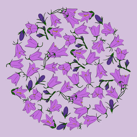 Stylized flower round spring composition for Valentine's Day, wedding, sales and other events, for prints, greeting cards, posters, invitations.のイラスト素材