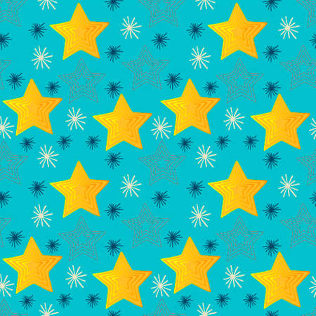 Vector seamless pattern with with doodle stars. Hand drawn vector doodles.のイラスト素材
