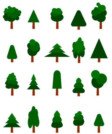 A set of trees in a flat game style.のイラスト素材