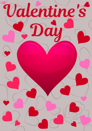 Valentine s Day card with two hearts, roses and butterflies. Vector graphics.のイラスト素材