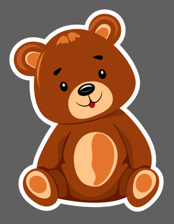 Cute cartoon bear toy sricker isolated vector illustration graphicのイラスト素材