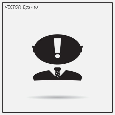 Human head with exclamation mark symbol on whiteのイラスト素材