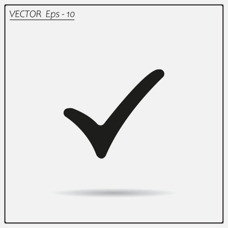 check mark, tick, yes, vote icon with shadow on a gray backgroundのイラスト素材