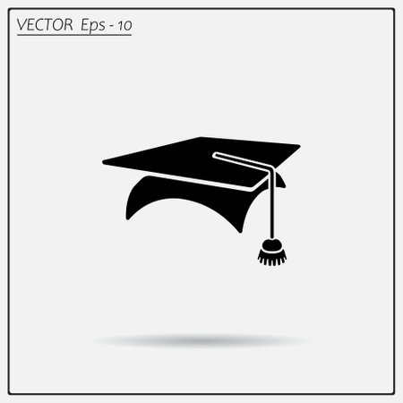 Square academic cap, vector illustration. A flat illustration of a student's square cap.のイラスト素材