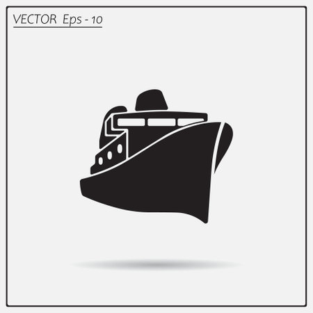 Steamboat floating on the sea, vector icon. A flat illustration of a steamer.のイラスト素材