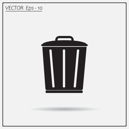 Trash bin icon with shadow on a grey backgroundのイラスト素材