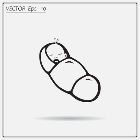 Baby wrapped in diapers, vector illustration.のイラスト素材