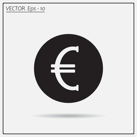 Euro badge in black circle, vector icon.のイラスト素材