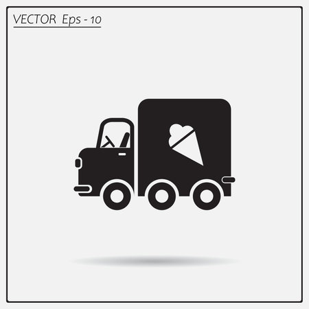 Ice cream delivery machine, vector icon.のイラスト素材