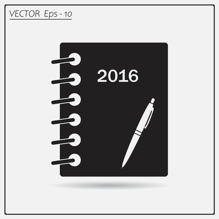 Diary 2016, vector stationary notebook with elastic bandのイラスト素材