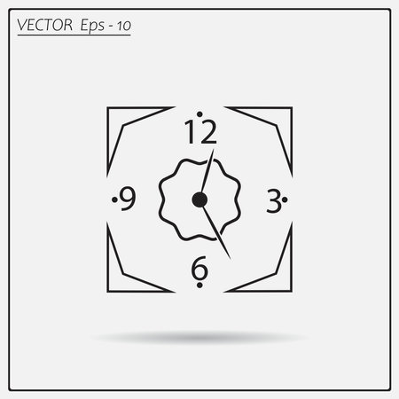 vector clock icon with shadowのイラスト素材