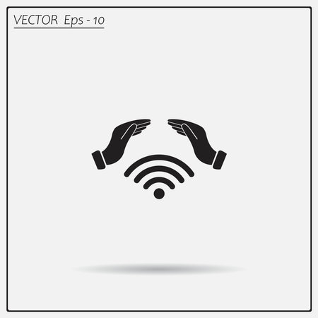 Hand with Wi-Fi Icon.のイラスト素材