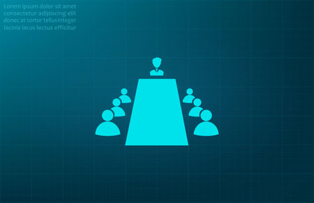 Businessman giving a presentation. Vector icon.のイラスト素材
