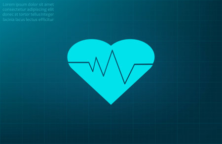 Cardiology icon with heart and cardiogram, vector symbol.のイラスト素材