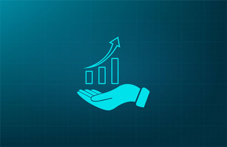 Infographic with hand, chart icon, vector illustrationのイラスト素材