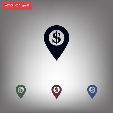 dollar pin iconのイラスト素材