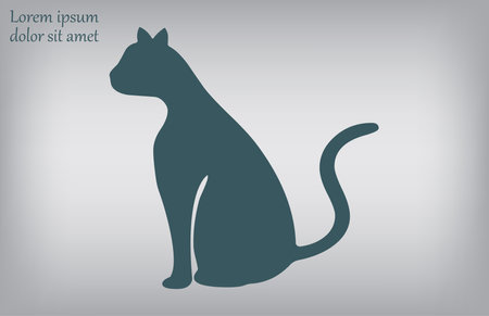 Silhouette of a cat on a gray background. Vector illustrationのイラスト素材