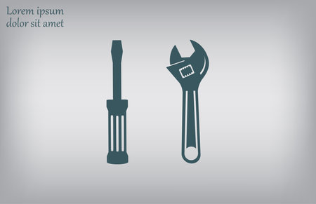 Wrench and screwdriver icon, vector illustration. Flat design styleのイラスト素材