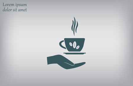 Coffee cup and hand icon. Flat design style eps 10のイラスト素材