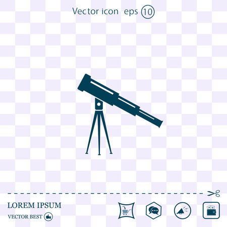 Telescope vector icon. Illustration isolated for graphic and web designのイラスト素材