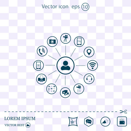 Set Of 25 simple editable icons such as User, Contact us, Smartphone, Mobile phone, web UI transparency icon packのイラスト素材