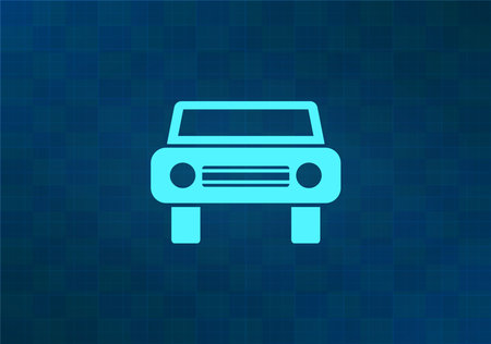 car icon. Flat design style eps 10. Blue abstract backgroundのイラスト素材