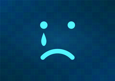 Sad face icon. Crying emoticon. Flat design style.のイラスト素材