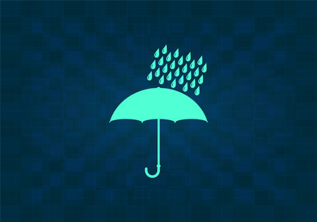 Umbrella and rain drops. Vector illustrationのイラスト素材